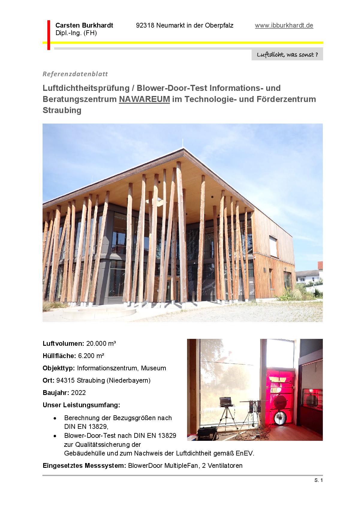 Informations- und Beratungszentrum NAWAREUM im Technologie- und Förderzentrum Straubing (Niederbayern)